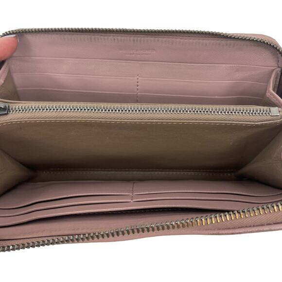 Bottega Veneta Intrecciato Zip Around Long Wallet Leather Weave Light Pink - Picture 6 of 12
